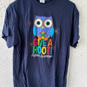 Gildan Blue Short Sleeve Tee with Owl Design